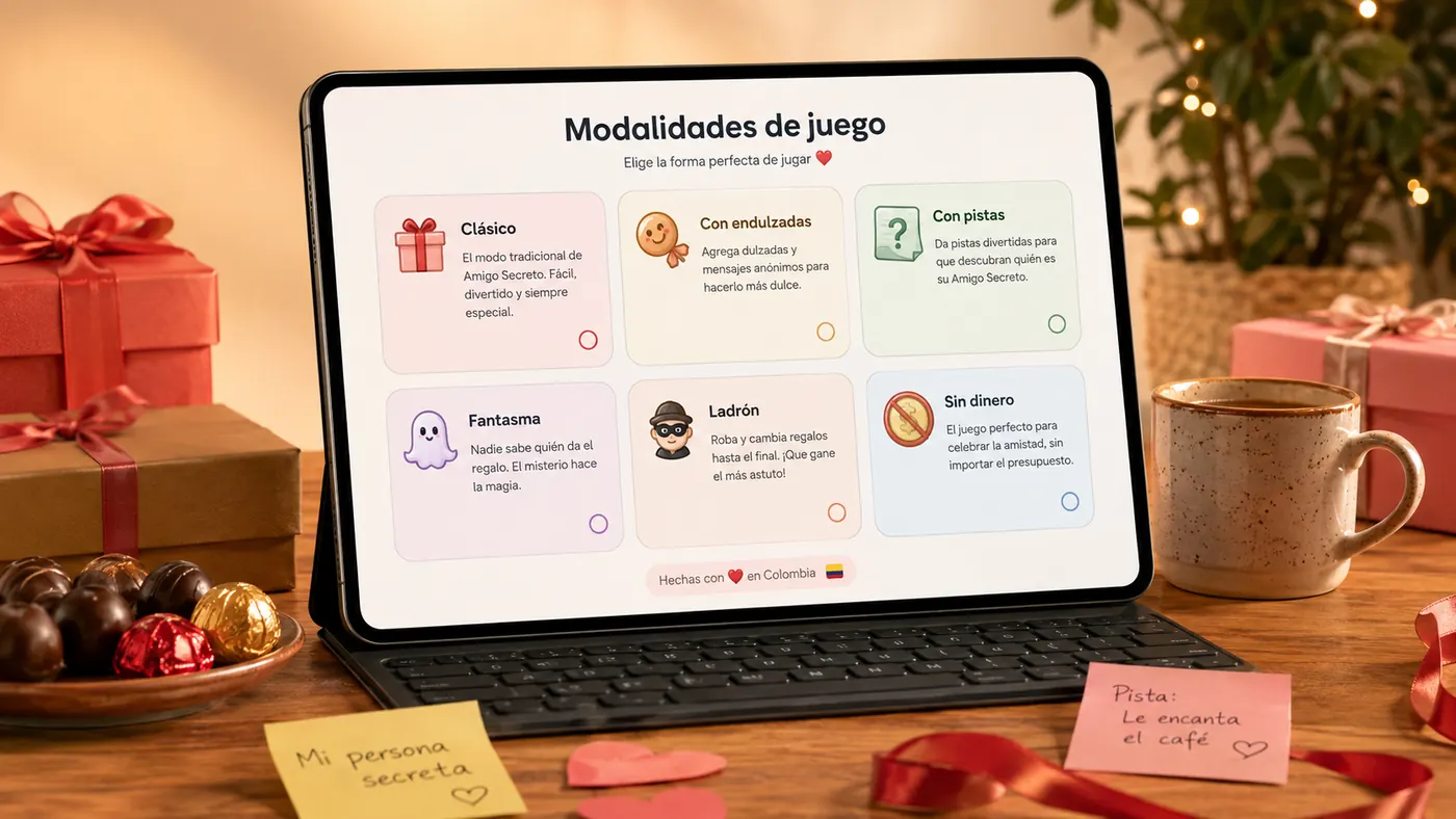 Modalidades de Amigo Secreto: clásico, endulzadas, pistas, fantasma, ladrón y sin dinero